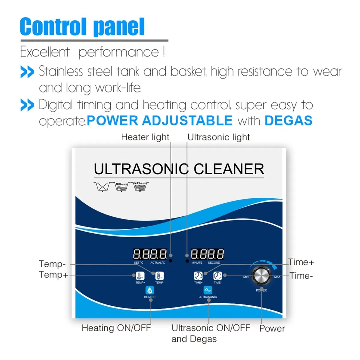 Urządzenie do czyszczenia ultradźwiękowego 30L Ultrasonic czystszy przemysłowy 0-900W Regulowany degas na płytkę drukowaną PCB Części automatycznej części sprzętowe usuwają węgiel(720W)