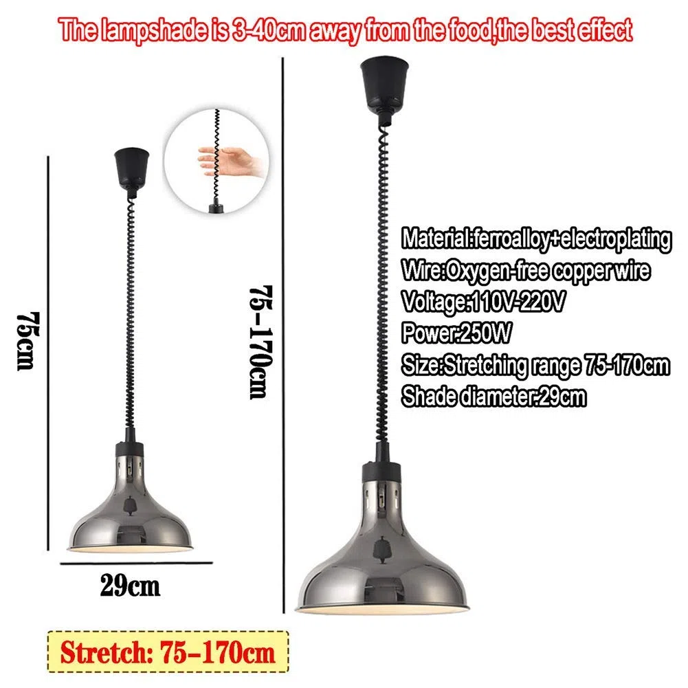 Lampa Grzewcza Do Żywności, Profesjonalna Lampa Grzewcza Do Bufetu Restauracyjnego, Regulowana Wysokość 75-170 Cm
