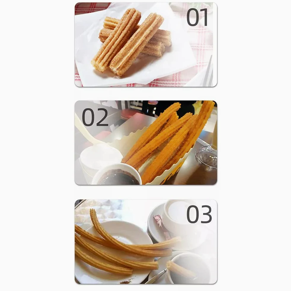 Churro Maker Machine, komercyjna 2 l ręczna hiszpańska churrera, 5 form, pionowy sprzęt do przekąsek ze stali nierdzewnej do pysznych domowych churros