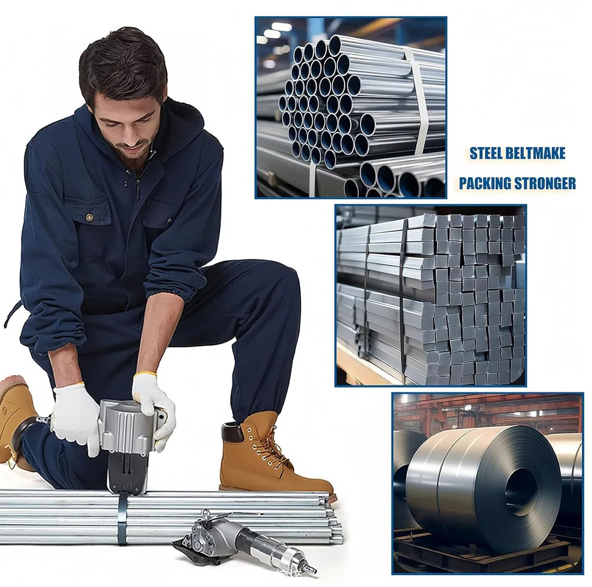 Pneumatyczna stalowa maszyna do spinania, 19-32 mm pneumatyczne metalowe taśmy stalowe, przenośna pneumatyczna maszyna pakująca z napinaczem i zgrzewarką tnącą, narzędzie do taśm stalowych (19