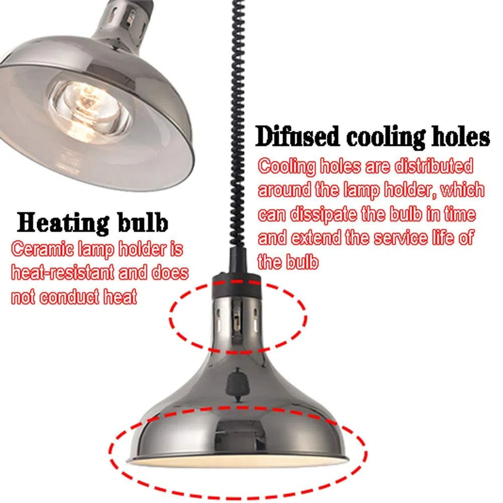 Lampa Grzewcza Do Żywności, Profesjonalna Lampa Grzewcza Do Bufetu Restauracyjnego, Regulowana Wysokość 75-170 Cm