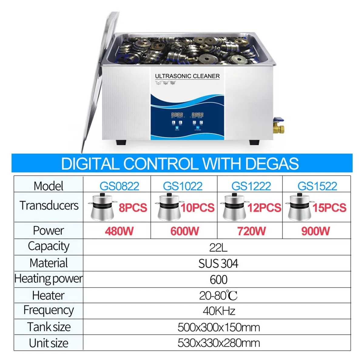 Urządzenie do czyszczenia ultradźwiękowego Digital Ultrasonic Cleaner 2 2L 900W Z ogrzewaniem ultradźwiękowego czystszego przemysłowego do automatycznych części silnika zdejmij olej(720W)