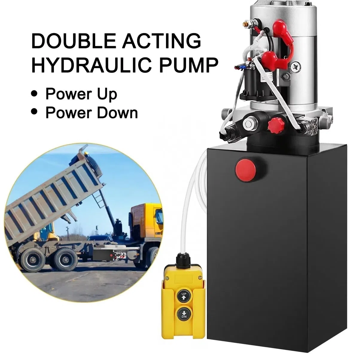 mini pompa obiegowa Podnośnik samochodowy Pompa hydrauliczna 12 V DC Podwójne działanie Jednostka napędowa Zbiornik oleju stalowego Kwarta Przyczepa Elektryczna pompa hydrauliczna